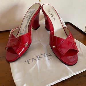 Red patent shoes